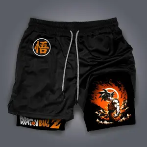 Ball Z Menswear Top Rated 80s 90s Oversized Singlet Muscle Shorts Summer Simple Letter Black Polyester Fabric Elastic Waistband Drawcord Tropical Casual Breathable Quick-Drying Anime Graphic Gifts