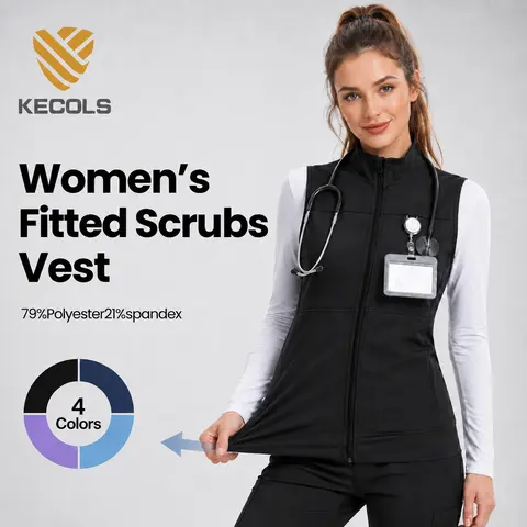 Kecols Scrubs Vest for Women, Nurse Vest for Healthcare with 2 Side Pockets