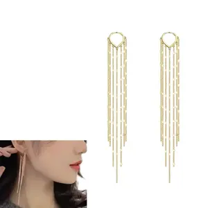 Boho Style Long Tassel Threader Earrings for Women – Minimalist & Elegant Chain Dangle Earrings, Hypoallergenic Fashion Jewelry for Party, Prom, Bridal & Daily Wear Gift Accessories