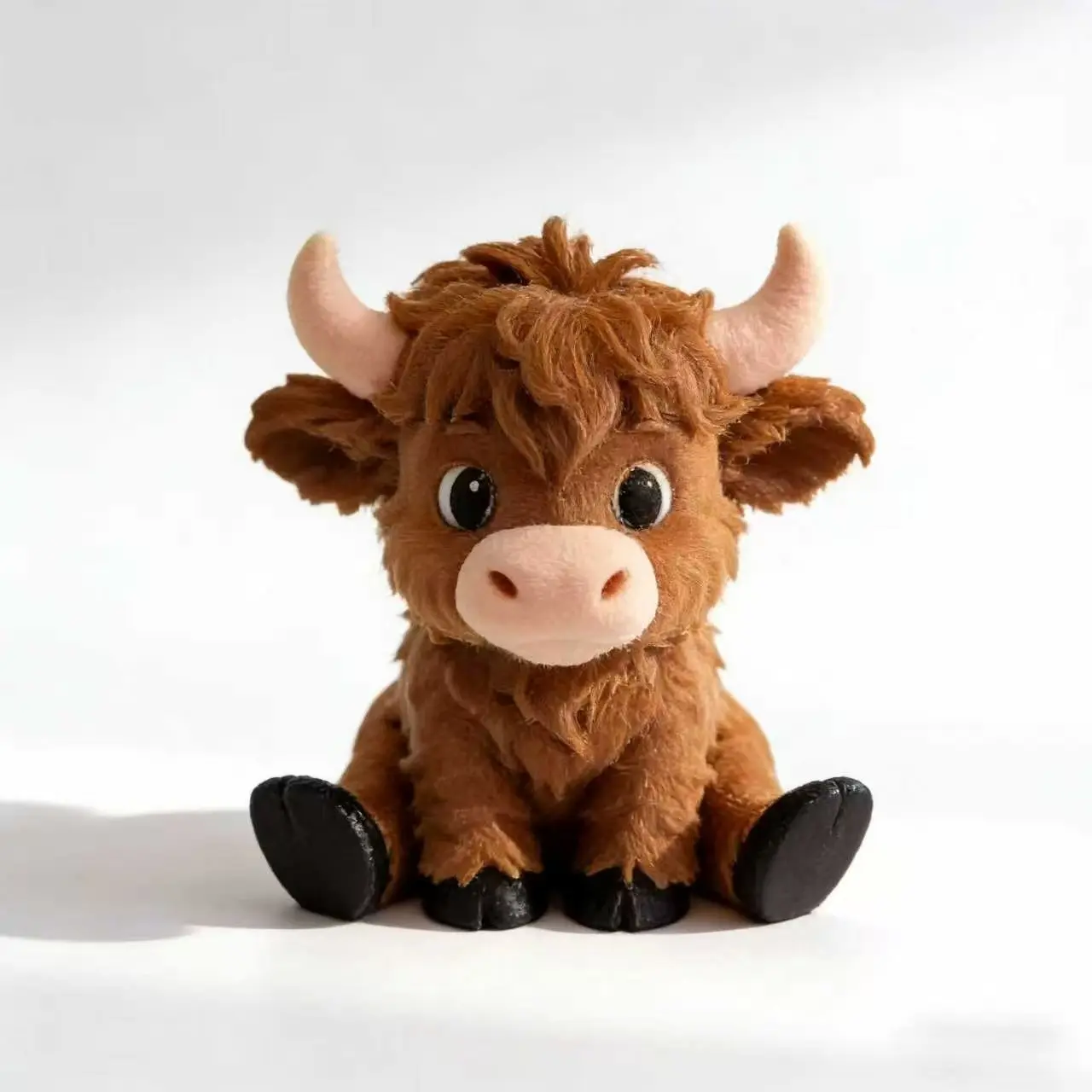 3D Printed Seated Highland Cow Desk Pet, Adorable Cartoon Figurine, Decorative Figurines for Office and Farmhouse Aesthetic Decor, Cute Animal Collectible Home Decor for Birthdays and Desktop Decoration, Decoration Figure