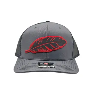 Feather, Engraved Leatherette Patch, Richardson 112 Snapback Hat - Unisex