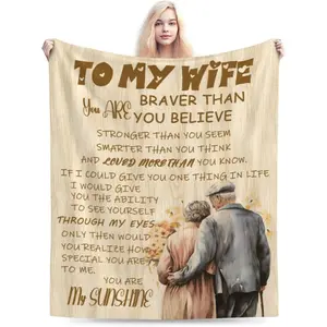 Gift for Wife from Husband to My Wife Blanket Wedding Anniversary Romantic Gifts for Wife Birthday Christmas Valentine's Mother's Day Healing Thoughts Blankets Presents for Her