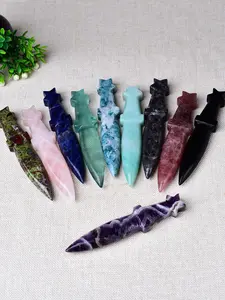 Natural Crystal Carved Witchcraft Knife, Crystal Carving, Star Moon Altar Supplies, Home Decor & Energy Healing, Memorial Gift, Holiday Present, Unique Ornament