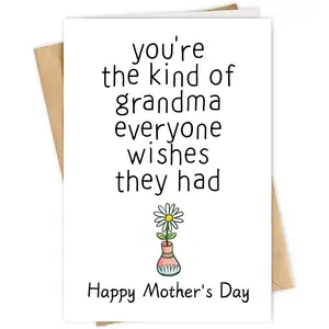 Funny Mother's Day Card For Grandma Grandmather Nana, Cute Happy Grandma Mothers Day Card from Grandson Granddaughter, Grandmother Mday  for Her Women