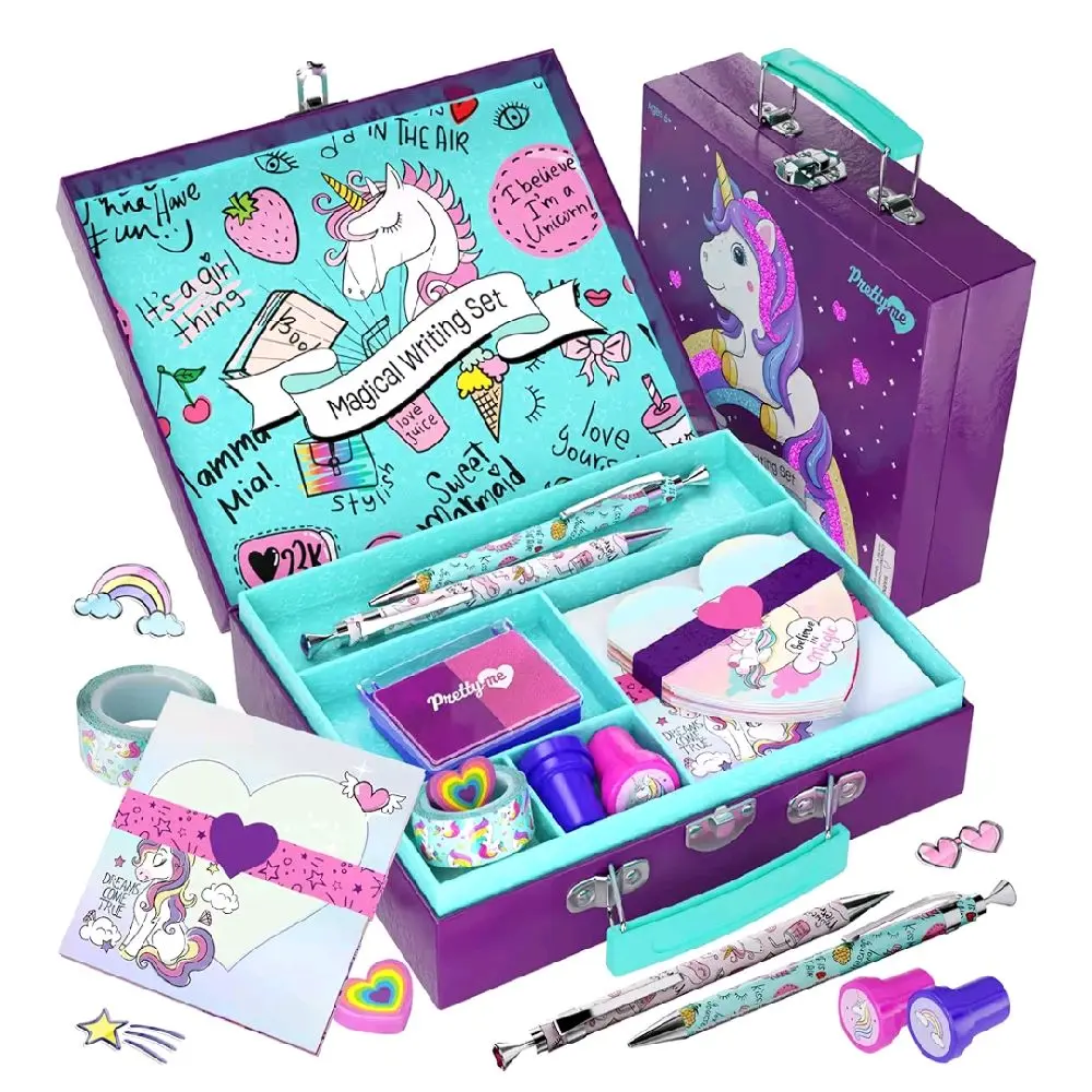 Unicorn Stationery Set for Kids - Birthday Gifts for Girls Ages 6, 7, 8, 9, 10 to 12 Year Old Age - Stationary Letter Writing Art Kit - Best Girl Birthday Gift - Preteen Craft Toys, Presents