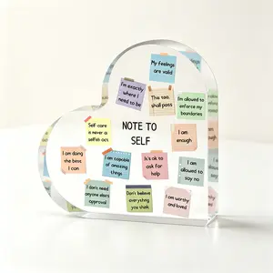 Heart Shaped Affirmation Acrylic Plaque For Home Decor, Inspirational Self Love Acrylic Display
