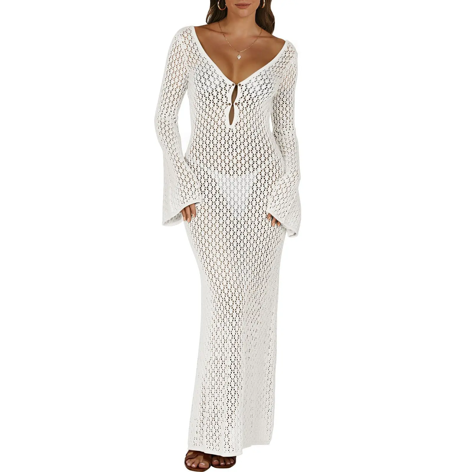 ANRABESS Womens Swimsuit Swim Crochet Cover Up 2026 Summer Knit Bathing Suit  Sexy Swimwears Vacation Bodycon Beach Dress - TikTok Shop