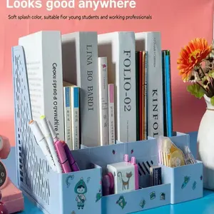 Elegant File Organizer Rack, Bookshelf File Holder for Students, Vertical Storage Box for Books and Papers, Organize and Sort Documents Efficiently