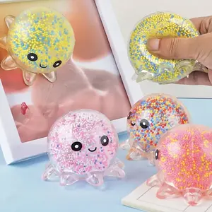 4pcs/8pcs Cute Octopus Soft Pressure Balls, Stress Ball, Stress Relief Fidgeting, Colorful Bead Filled Fidget Toys, Ideal For Christmas, Birthday, Thanksgiving Gifts, Colorful Soft Balls, Transparent Balls, Kawaii Squishies