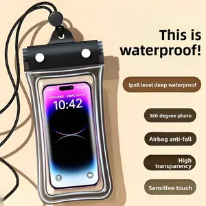 Mobile phone waterproof bag with airbag can float, swim drift, touch screen photography, takeaway rider rain jacket tri-fold seal