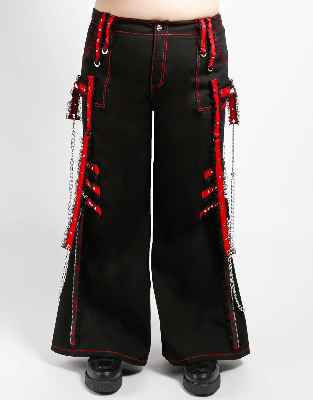 Women's Plus Size Curve Cotton Street Chain Pants - Stylish Midnight Dark Women's Bottom
