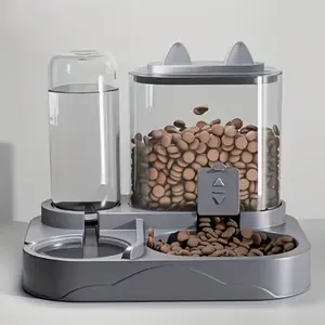 2-In-1 Large Capacity Automatic Cat Feeder and Waterer, Dry Wet Separation, Durable Plastic, Transparent Design, Ideal for Indoor Pets, Automatic Water Bowl