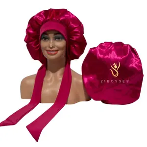 Pure Satin Silk Hair Bonnet for Women, Luxury Sleep Wear Tie Band Hair Cap Bonnet, All Hair Types, Ideal Gift