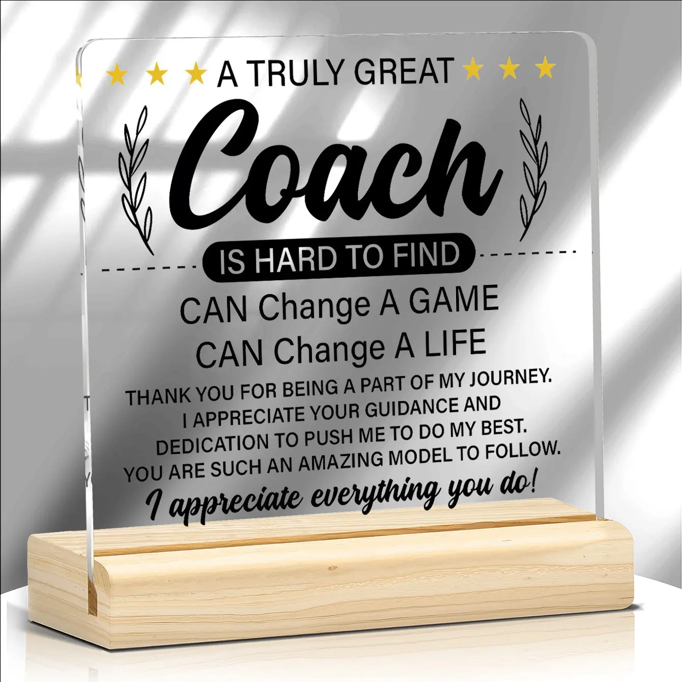 Best Coach Award Plaque, Acrylic Desktop Decor, Unisex Gift for Graduation, Birthday, Season End, Modern Home Office Decoration