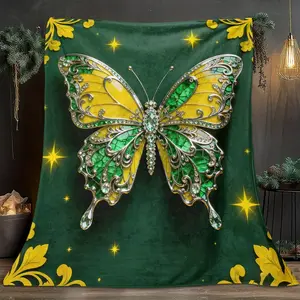 1pcs Exquisite Butterfly Decoration-Themed Flannel Blanket, Digital Print, Sofa Bed Cover Blanket, Skin-Friendly And Soft, Suitable For Birthday And New Year Gifts All Year Round