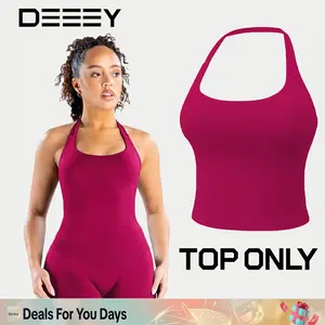 DEEFY Impact Halter Top Gymwear Workout Fitness Yoga Seamless Halter Tanks Sportswear Backless Sports Women Activewear Gym Outdoor Tank Tops Pilates Outfits Gymswear