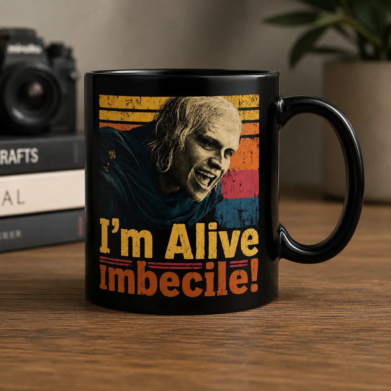 I'm Alive Imbecile! Funny Retro Mug - Vintage Graphic Ceramic Coffee Cup, Unique Gift for Fans