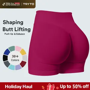 TRYTO Impact Shorts Fitness Sportswear Women Hidden Scrunch Activewear Compression Gymwear Workout Comfortable High Stretch Skinny Shorts Invisable Butt Lifting Seamless