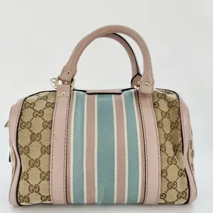Pre-owned GUCCI canvas Tote Bags 2016 2026 Medium GG Web Joy Boston Bag satchel BF00298