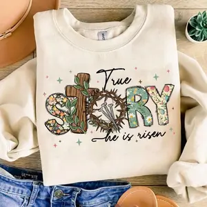True Story He Is Risen Sweatshirt, Retro Easter Shirt, Vintage Easter Shirt, Christian Easter Shirt, Easter Coquette Shirt, Bible Verse