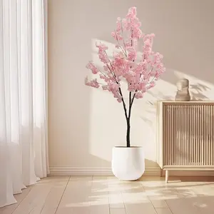 120cm/180cm Artificial Cherry Blossom Tree, Large Artificial Potted Tree Plant, Decorative Cherry Blossom Tree in a Pot Realistic Cherry Blossom Tree Houseplant for Living Room Bedroom Office Deco