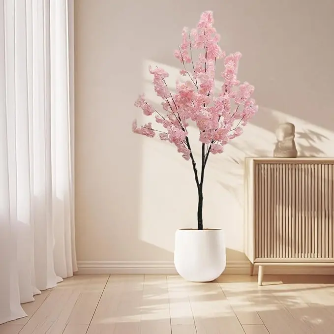 Gaomon Large Artificial Cherry Blossom Flower Tree, 120cm-180cm Potted Indoor Plant, Realistic Decorative Houseplant for Living Room, Office