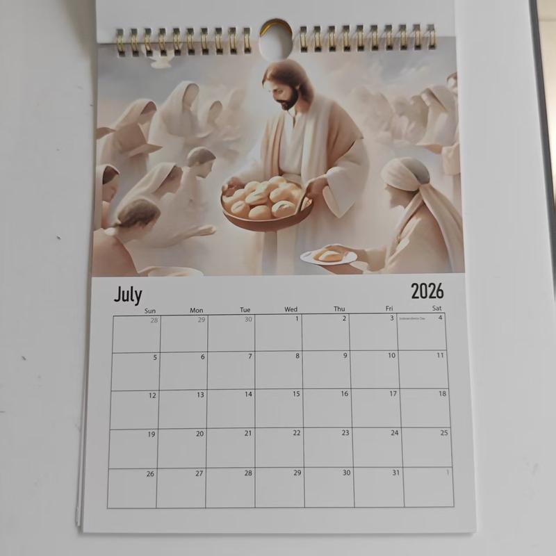 2026 Jesus and Lamb Calendar, Printable Bible Poster Image Calendar, Living Room Decor, Bedroom Modern Decoration