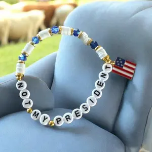 Not My President Beaded Bracelet - Bold Lettering & Symbolic Charm for Everyday Resistance - Casual Statement Jewelry handmade