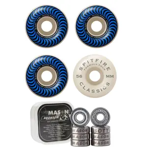 Spitfire Skateboard Wheels 56mm 99A Formula 4 Classics with Bronson Pro G3 Bearings