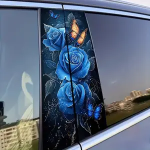 Rose & Butterfly Pattern Car Sticker, Waterproof & Scratch Resistant Car Decal, Universal Car Exterior Decoration Accessories for Car, Laptop, Helmet, Motorcycle & Refrigerator, Car Decorative Sticker