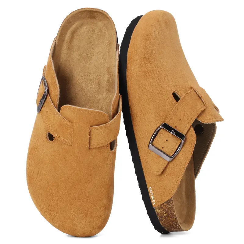 Women's Slippers Arch Support Clog Slippers Slip-on Potato Shoes Footbed Suede Cork Clogs and Mules Potato Shoes Springfresh