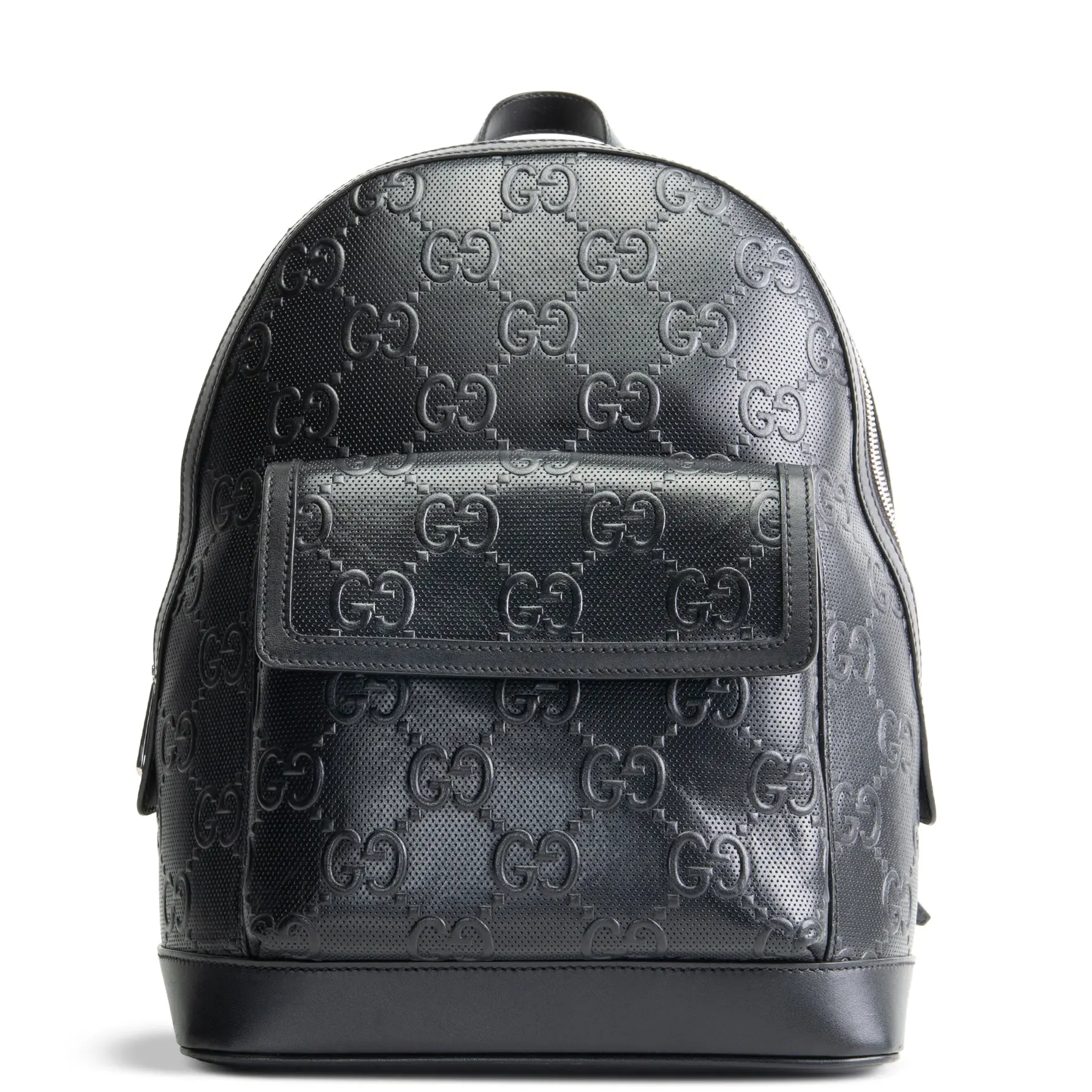 Pre-owned GUCCI Perforated GG Embossed Calfskin Leather Backpacks GG Tennis Embossed Backpack Black OUTLET FINAL SALE