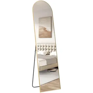 CONCETTA 59"x16" Arched Full Length Mirror, Full Body Standing Mirror Floor Mirrors, Gold