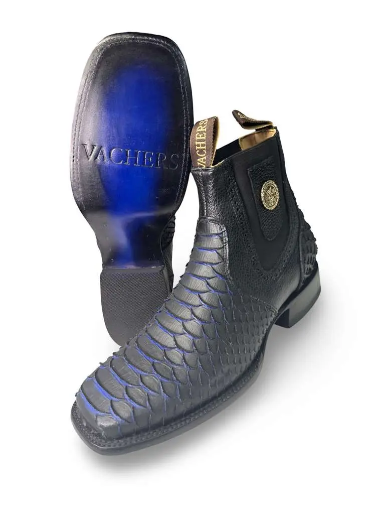 Botin Piton Print Mate Azul Para Caballero Botin Piton Print Mate Azul Para Caballero
