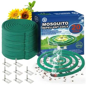 Mosquito Repellent Coils - Outdoor Use Reaches Up to 10 feet - Each Burns for 5-7 Hours (20 coils & 8 Coil Stands)