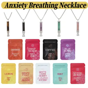 Anti-Smoking Assistance Necklace Stress Relief Tiger Eye Necklace with Cotton Core Anxiety Breathing Necklace for Adults