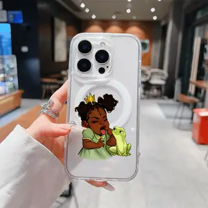 Little Princess and Frog pattern phone case,acrylic transparent magnetic soft case,suitable for iPhone 17 Pro Max 16 15 14 13 12 11,anti drop phone case,lightweight and durable,supports wireless charging