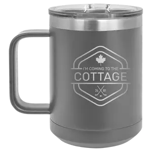 I'm Coming to the Cottage (Maple Leaf) 15 oz Mug | Dark Gray