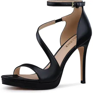 Stiletto Women High Heels: 4.3 Inch Comfortable Heels Prom Party Wedding, Peep Toe Platform Heels, Black White Silver Gold Strappy Heel Sandals