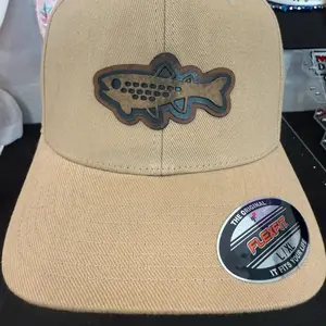 Fishing Hat with 3D Leather Patch, Tan L/XL Flexfit