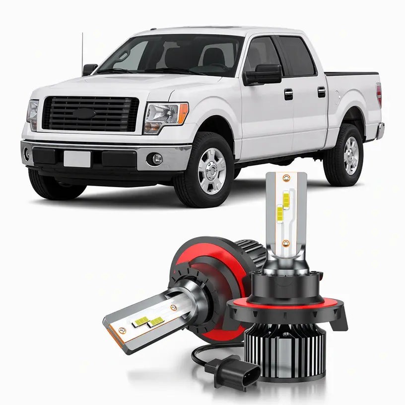AHXLRLS Compatible for Multiple Ford F150 F250 F350 F450 E150 E250 E350 High Low Headlight Bulbs , H13 9008 Led Headlight Bulbs, 32000LM 500% Brightness, Plug and Play, 60000Hrs Lifespan with Cooling Fan, Pack of 2