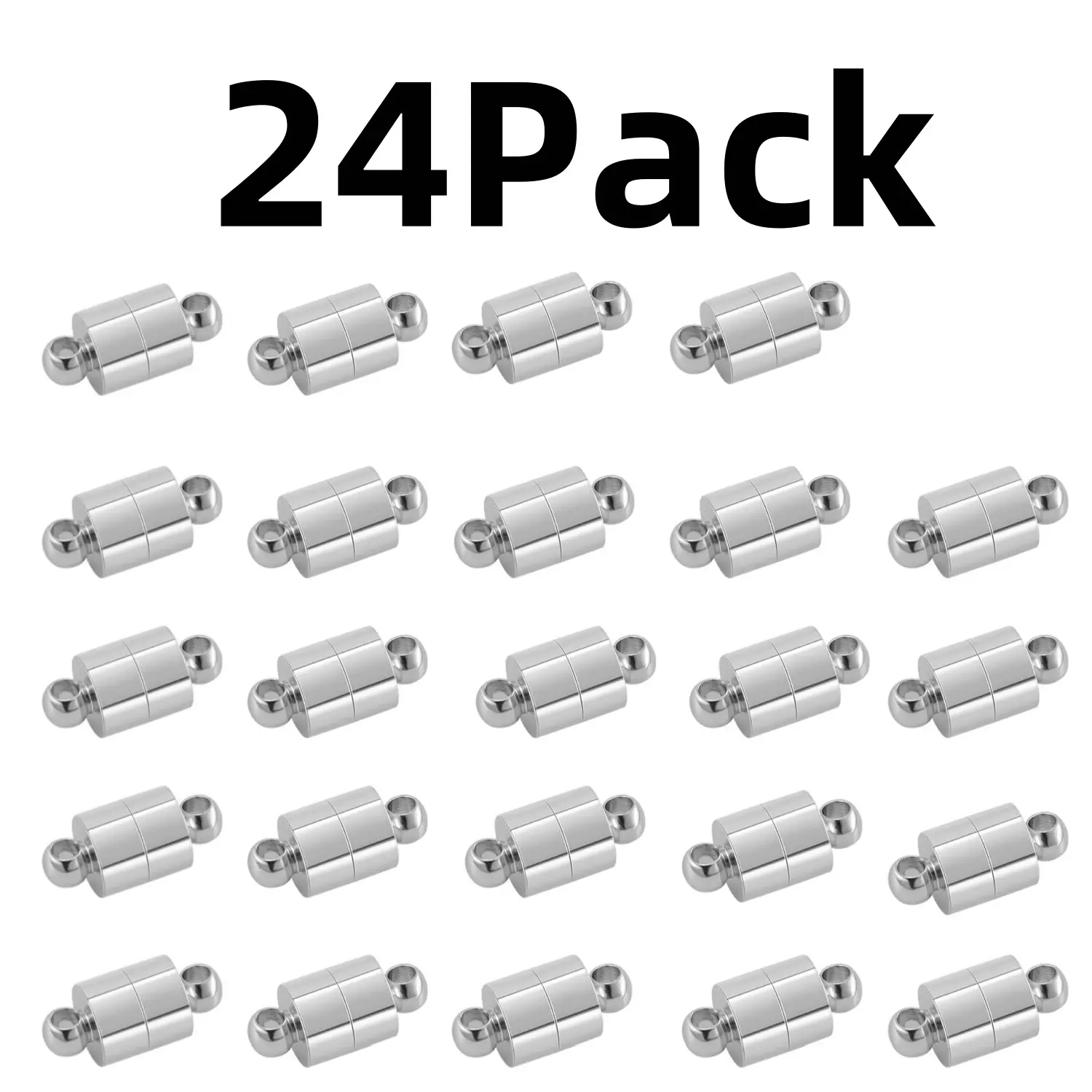 Silver Iron Magnetic Jewelry Clasps for Jewelry Making - 24-Pair Bulk Pack, 0.4x0.2 Inch Small Magnetic Clips, Strong Hold, No Battery Needed Converter Extenders for Necklaces & Bracelets (Home Improvement Building Supplies)