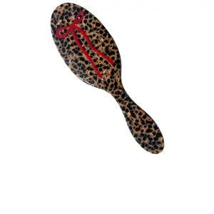 Solar Eclipse Hand-painted Leopard Bow Acetate 2-1 Daily Hair Brush