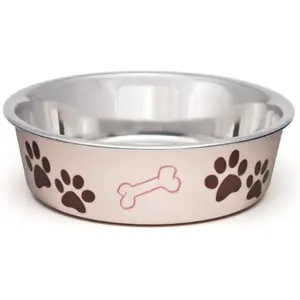 Bella Dog Bowls- Stainless Steel Dog & Cat Bowls - Spill Proof Dog Food Bowl,(Large 35-65 lbs, Paparazzi Pink)