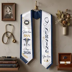 EastJia Made in USA Personalized Nursing Graduation Stole - Custom RN BSN MSN Sash, 2026 Class Exclusive Design, Premium Soft Polyester, Machine Washable Reusable, All Seasons Elegant Academic Keepsake Gift for Nursing Graduates,summervibes