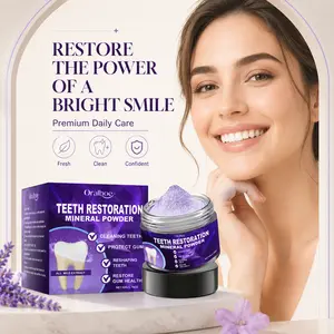 Purple Teeth Whitening Powder for Maximum Stain Removal, 50g Oral Care Formula with Hydroxyapatite and Xylitol, Peroxide & Fluoride-Free, Mint Flavor