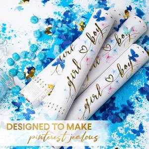 2pcs Butterfly Fireworks Tubes, Gender Reveal, Baby Birthday, Anniversary, Wedding, Blue Petals, Confetti, Perfect for Photography