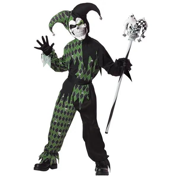 Green Scary Jester Kids Costume