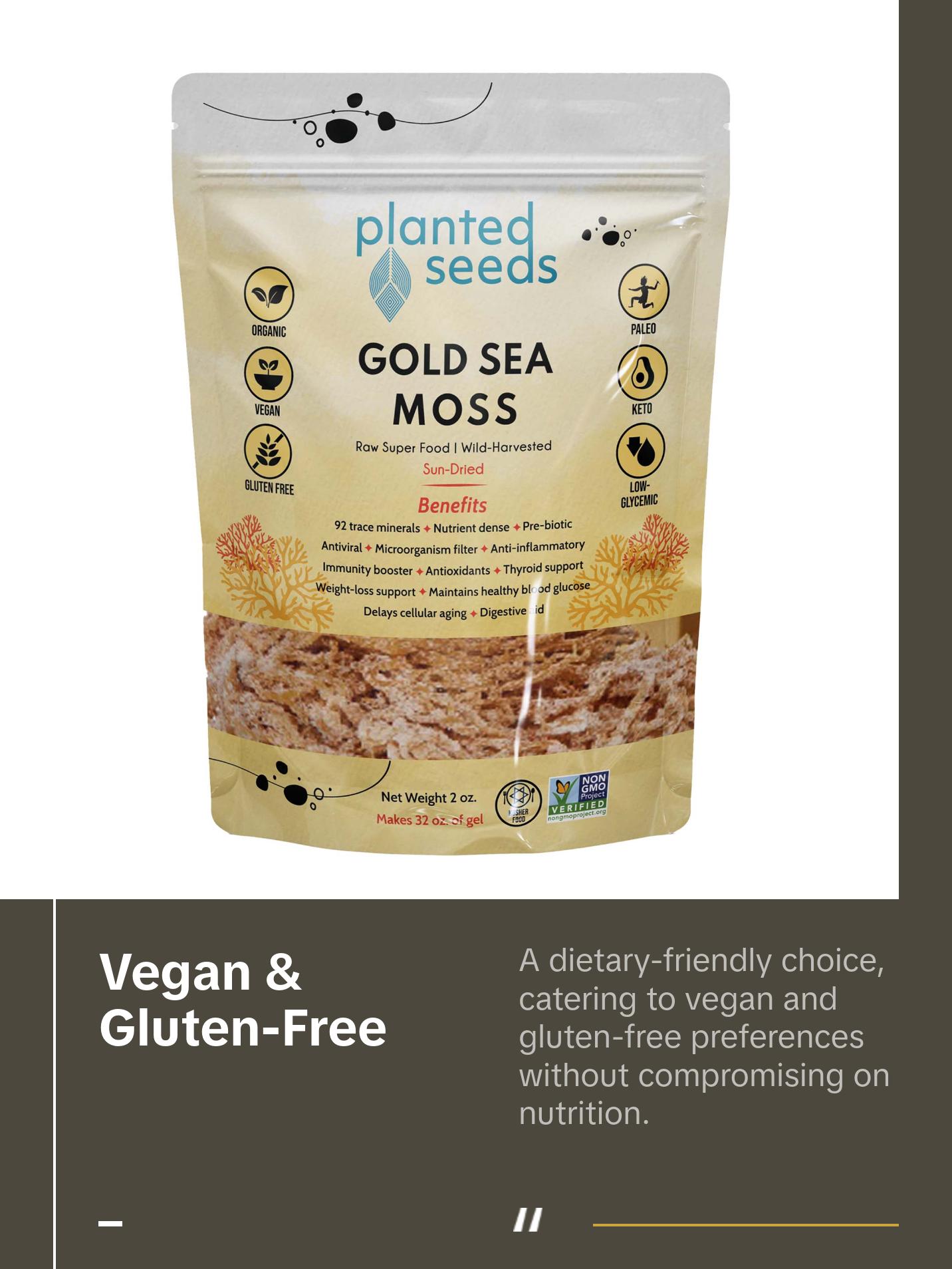 Planted Seeds Gold Sea Moss Pouch - Sun-Dried Caribbean Sea Moss - 2 oz -  Vegan & Gluten-Free - 92 Trace Minerals - Natural Salt - Nata - TikTok Shop