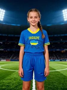 Ukraine Flag Print Kids Soccer Jersey Set, 2-Piece Short Sleeve T-Shirt and Shorts, Perfect Gift for Boys and Girls Aged 4-12, Stylish Sportswear